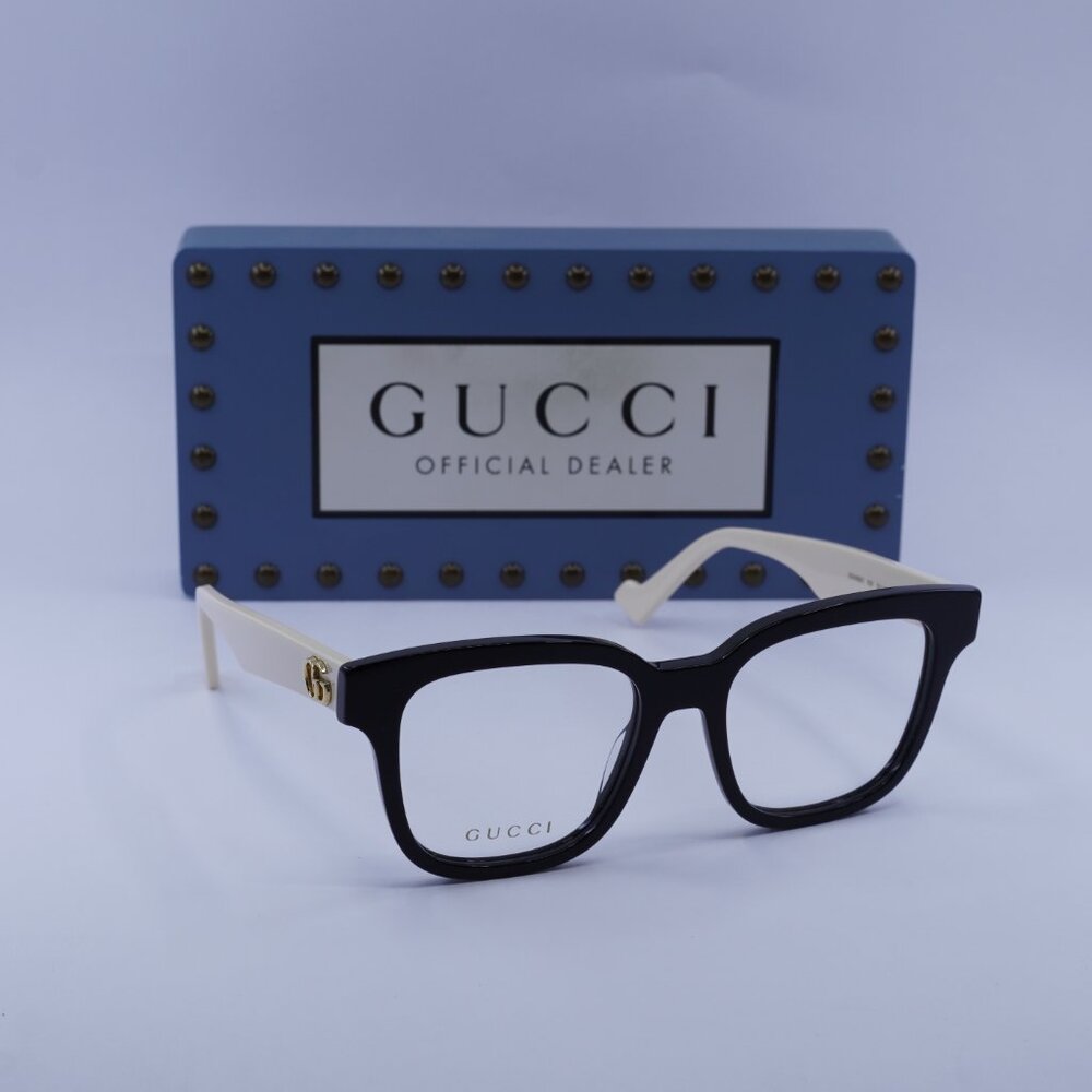 Gucci GG0958O 005 Square Eyeglasses - Black/White 52mm - Picture 4 of 11
